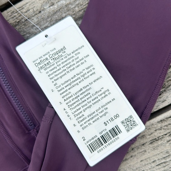 Lululemon Define Cropped Jacket Nulu Grape Thistle NWT SIZE 2 🍇 - Picture 3 of 7
